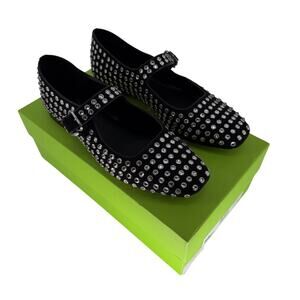 NEW Sam Edelman Michaela Gem Mary Jane Flats Womens Size 10 Black Suede Studded